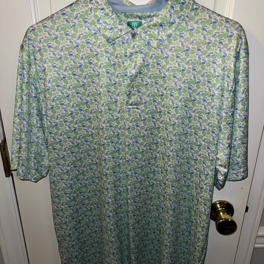 Men's Green Patterned Polo Shirt